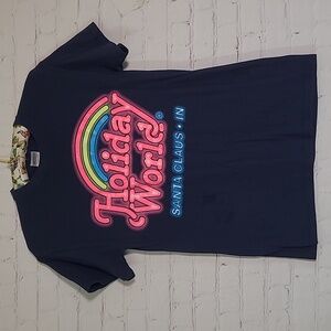 Holiday World Theme Park Santa Claus Indiana Neon Print Tee Tshirt Womens Size S